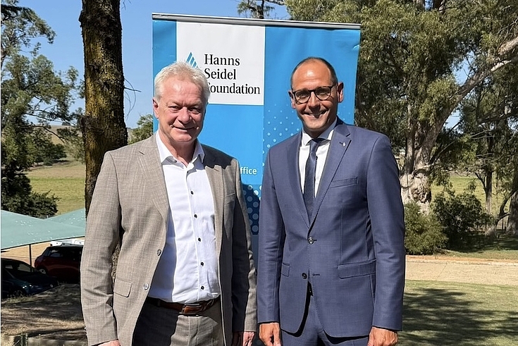 2 people: German Federal Minister Alois Rainer with Hanns Bühler, HSF Representative in South Africa