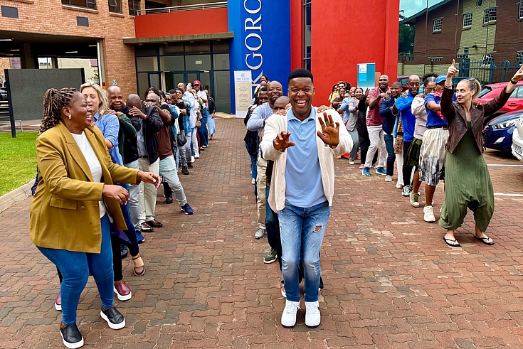 People moving together: A group exercise enjoyed at the interactive workshop