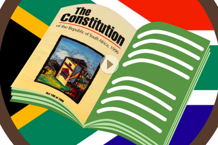 Cover frame of the Bill of Rights video, with the South African Flag