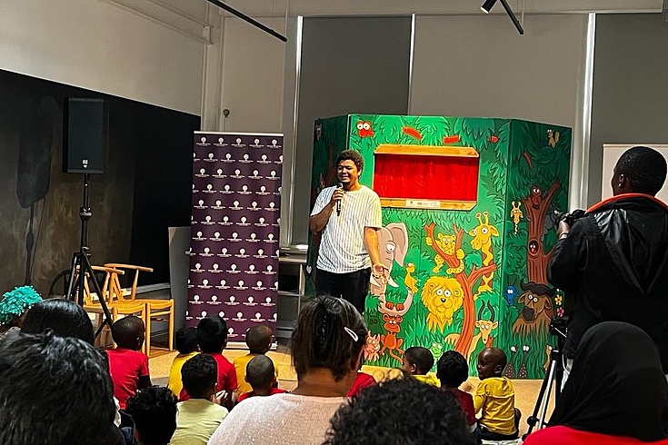 Puppet Theatre and speaker with children: A moving launch event for children and adults ant the Desmond and Leah Tutu Legacy Foundation in Cape Town