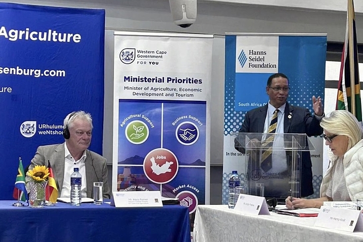 People in room: German Federal Minister Alois Rainer and MEC Dr Ivan Meyer during a productive event with the accompanying delegation