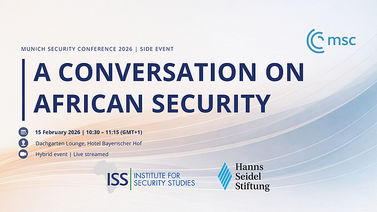 Banner: Invitation for the MSC Side Event co-hosted by the Hanns Seidel Foundation and the Institute for Security Studies 