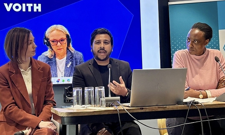 Moderator Lena Gutheil with Panelists Heike Bergmann, Priyal Singh and Linda Lochner