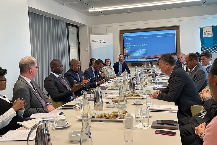 People at table: Engaging exchange with Minister of International Relations and Cooperation Ronald Lamola and his delegation