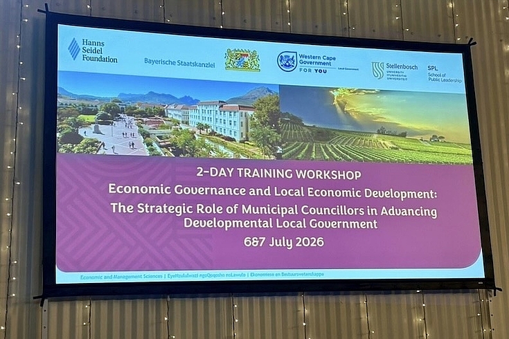 Slide: "Economic Governance and Local Economic Development: The Strategic Role of Municipal Councillors in Advancing Developmental Local Government" - That was the theme of this year's multi-party Seasonal School for Councillors
